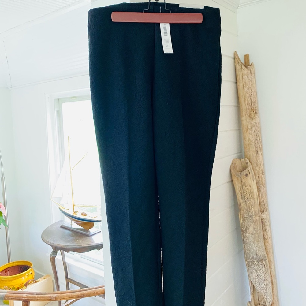 NWT Chico’s Dress Slacks Trousers Pants Black Matelassè Stretch Cotton sz M 8/10